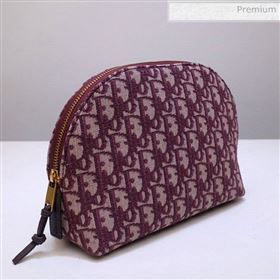 Dior Oblique Jacquard Canvas Cosmetic Clutch Bag Burgundy 2020 (BF-20030836)