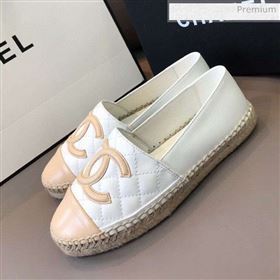 Chanel Quilted Calfskin Flat Espadrilles G29762 White/Beige 2020 (EM-20031006)