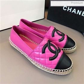 Chanel Quilted Calfskin Flat Espadrilles G29762 Hot Pink/Black 2020 (EM-20031005)