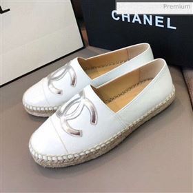 Chanel Calfskin Flat Espadrilles G29762 White/Silver 2020 (EM-20031012)