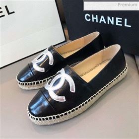 Chanel Quilted Calfskin Flat Espadrilles G29762 Black/Silver 2020 (EM-20031013)