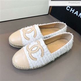 Chanel Tweed Flat Espadrilles G29762 White/Beige 2020 (EM-20031014)