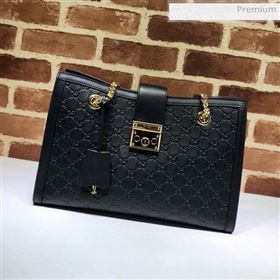 Gucci Padlock GG Embossed Leather Medium Shoulder Bag 479197 Black  (DLH-8122736)