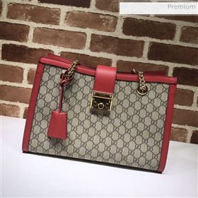 Gucci Padlock GG Canvas Medium Shoulder Bag 479197 Red (DLH-20031025)