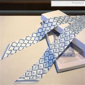 Chanel Quilting CC Print Silk Slim Bandeau Scarf 5x120cm Light Blue 2020 (XMN-20031046)