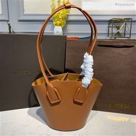 Bottega Veneta Smooth Leather Mini Basket Tote Bag Brown 2020 (MS-20031134)