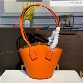 Bottega Veneta Smooth Leather Mini Basket Tote Bag Orange 2020 (MS-20031132)