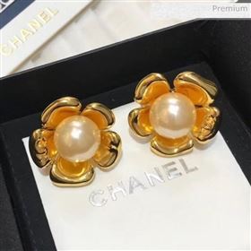 Chanel Pearl Bloom Stud Earrings Gold/White 2020 (YF-20031203)