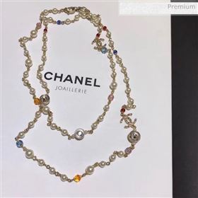 chaneI Colored Crystal Long Necklace 2020 (YF-20031208)