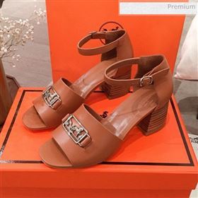 Hermes Villa Calfskin Sandals Brown 2020 (KL-20031304)