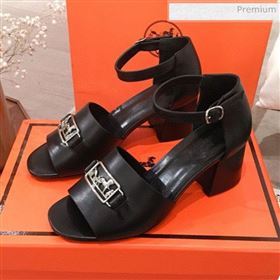 Hermes Villa Calfskin Sandals Black 2020 (KL-20031305)