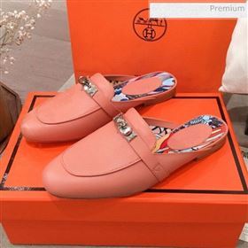 Hermes Classic Kelly Calfskin Flat Mules Orange 2020 (KL-200313010)