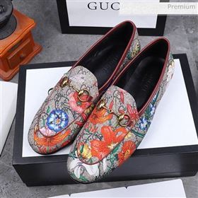 Gucci Jordaan Horsebit Flower Print Canvas Flat Loafers 2020 (MD-200313019)