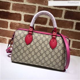 Gucci GG Canvas Boston Bag 409529 Pink Leather (DLH-200313027)