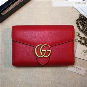 Gucci GG Marmonet Leather Mini Chain Bag 401232 Red (DLH-200313034)