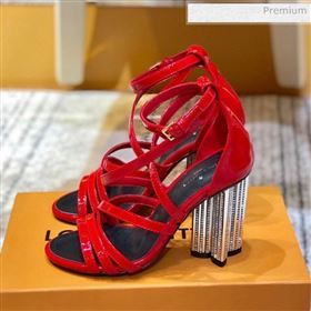 Louis Vuitton Silhouette Patent Leather Flower High Heel Strap Sandals Red 2020 (SY-20031101)