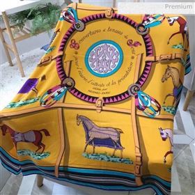 Hermes Patchwork Horse Shawl Scarf 140x140cm Yellow (WNS-20031335)