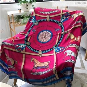 Hermes Patchwork Horse Shawl Scarf 140x140cm Pink (WNS-20031336)
