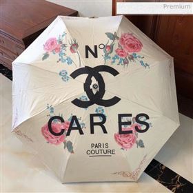 Chanel Rose Bloom Print Umbrella White 2020 (XMN-20030842)