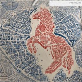 Hermes La Cite Horse Silk Twill Print Square Scarf 90x90 Red/Blue 2020 (WNS-20030847)