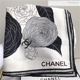 Chanel Silk Twill Square Scarf 90x90 AA6851 White 2020 (HX-20030851)