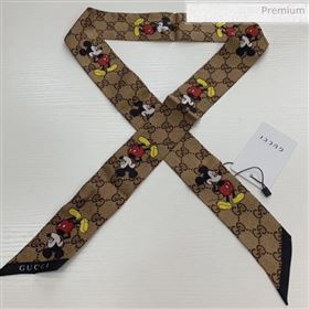 Gucci GG Disney x Gucci Silk Slim Bandeau Scarf 5x120cm Coffee 2020 (WNS-20031049)