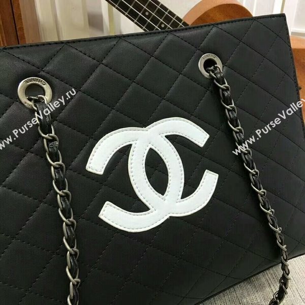 2017 Chanel Calfskin Leather Tote Bag 8809A Black