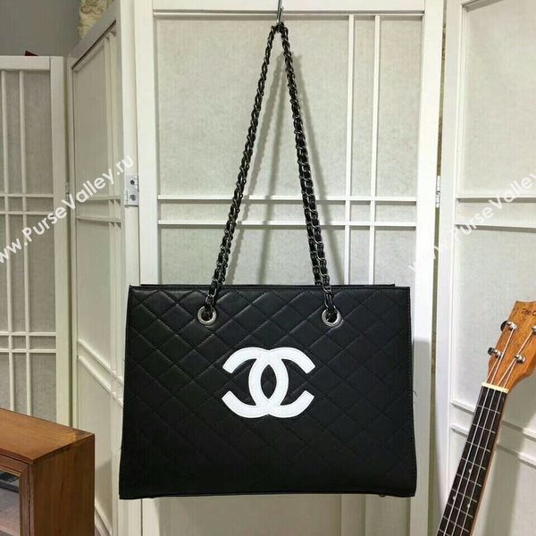 2017 Chanel Calfskin Leather Tote Bag 8809A Black