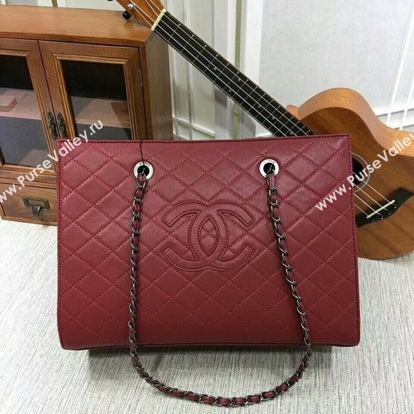 2017 Chanel Calfskin Leather Tote Bag 8809A Red