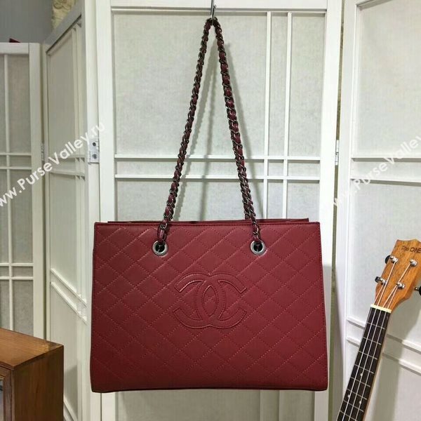 2017 Chanel Calfskin Leather Tote Bag 8809A Red