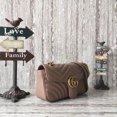 Gucci GG Marmont Matelasse Leather Shoulder Bag 443497 Apricot