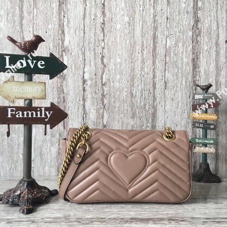 Gucci GG Marmont Matelasse Leather Shoulder Bag 443497 Apricot