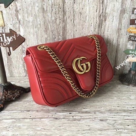 Gucci GG Marmont Matelasse Shoulder Bag 443497 Red