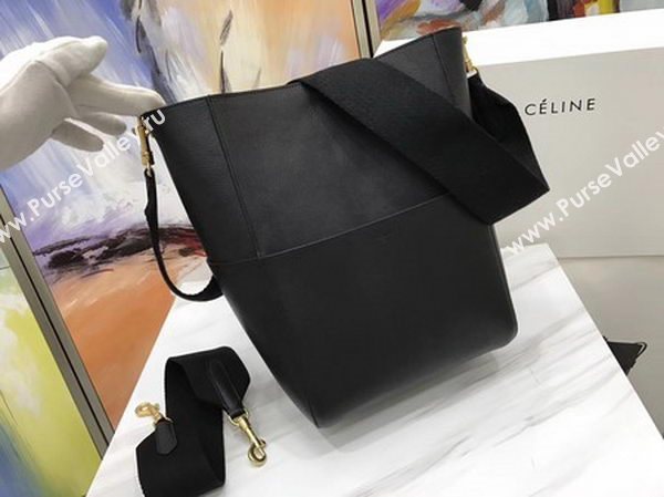 CELINE Sangle Seau Bag in Calfskin Leather C3369 Black