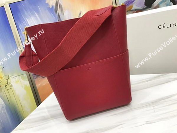 CELINE Sangle Seau Bag in Calfskin Leather C3369 Red