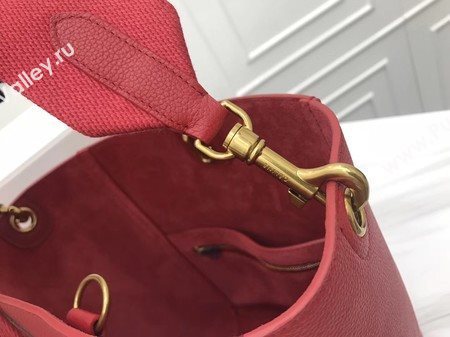 CELINE Sangle Seau Bag in Suede Leather C3371S Red