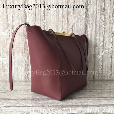 Celine Cabas Clasp Bag Smooth calfskin C90056 Wine