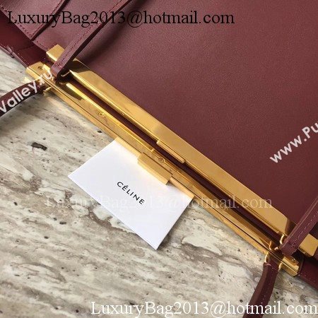 Celine Cabas Clasp Bag Smooth calfskin C90056 Wine