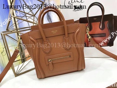 Celine Luggage Nano Tote Bag Original Leather CC3560 Brown