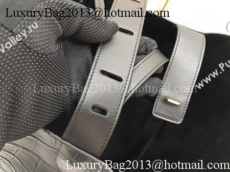 Celine Luggage Phantom Tote Bag Croco Leather CT3372 Black