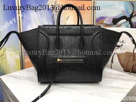 Celine Luggage Phantom Tote Bag Croco Leather CT3372 Black
