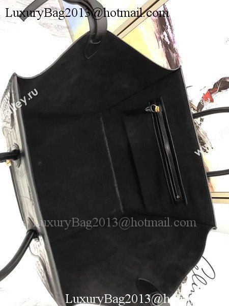 Celine Luggage Phantom Tote Bag Croco Leather CT3372 Black