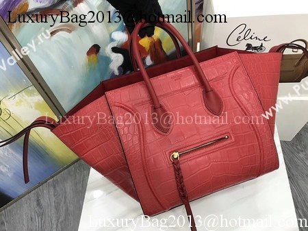 Celine Luggage Phantom Tote Bag Croco Leather CT3372 Red