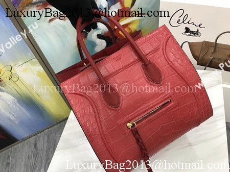 Celine Luggage Phantom Tote Bag Croco Leather CT3372 Red