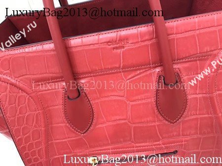 Celine Luggage Phantom Tote Bag Croco Leather CT3372 Red