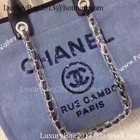 Chanel Canvas Tote Shopping Bag A68046 Blue