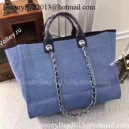Chanel Canvas Tote Shopping Bag A68046 Blue