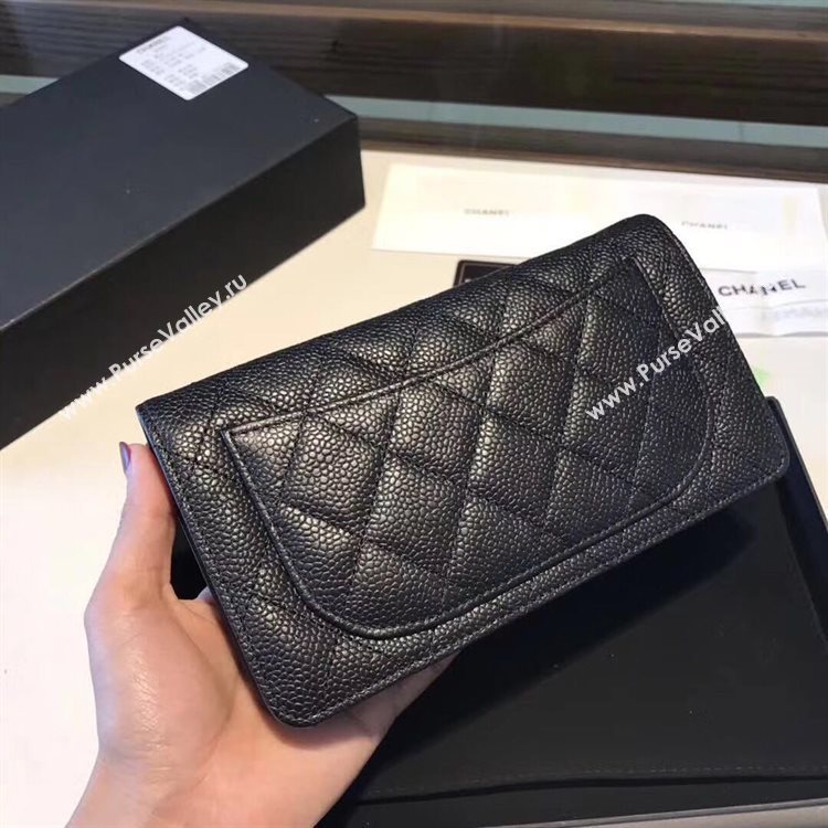 Chanel Caviar Calfskin Leather Bi-Fold Wallet CH8176 Black