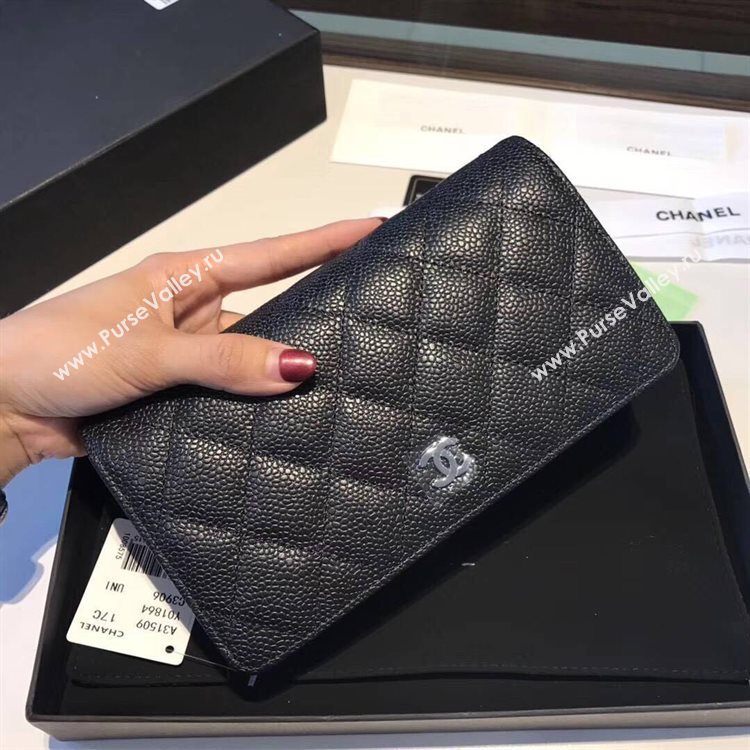 Chanel Caviar Calfskin Leather Bi-Fold Wallet CH8176 Black