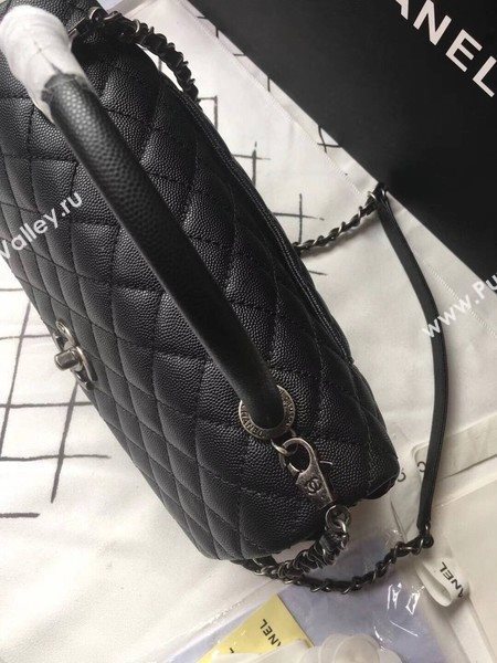 Chanel Classic Black Top Handle Bag Black Original Leather A92292 Silver